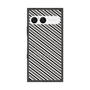 プレミアムスクエアケース with SnapMag［ Small Stripe - Gray × Black ］