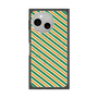 プレミアムスクエアケース with SnapMag［ Small Stripe - Green × Orange ］