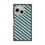 プレミアムスクエアケース with SnapMag［ Small Stripe - Navy × Green ］