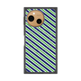 プレミアムスクエアケース with SnapMag［ Small Stripe - Navy × Green ］