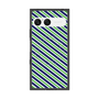 プレミアムスクエアケース with SnapMag［ Small Stripe - Navy × Green ］