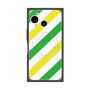 プレミアムスクエアケース with SnapMag［ Big Stripe - Green × Yellow ］