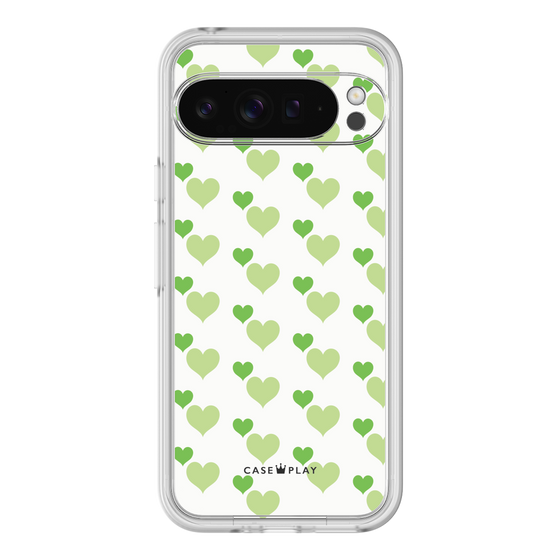 プレミアムパネル［ Stripe Hearts - Green ］