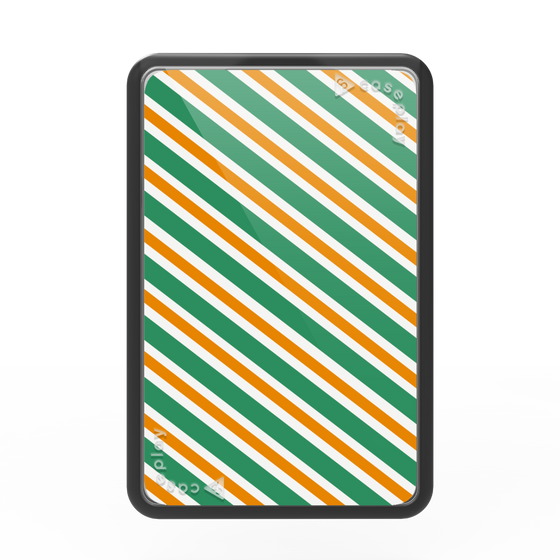 プレミアムカードウォレット［ Small Stripe - Green × Orange ］