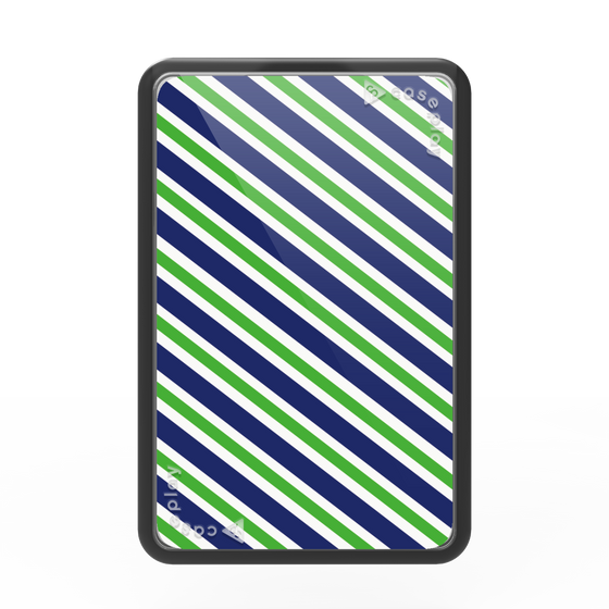 プレミアムカードウォレット［ Small Stripe - Navy × Green ］
