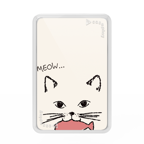 プレミアムカードウォレット［ 食いしん坊なねこ - White ］