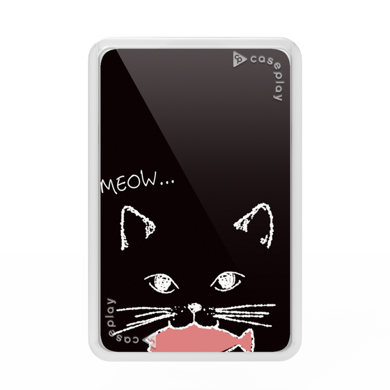 プレミアムカードウォレット［ 食いしん坊なねこ - Black ］