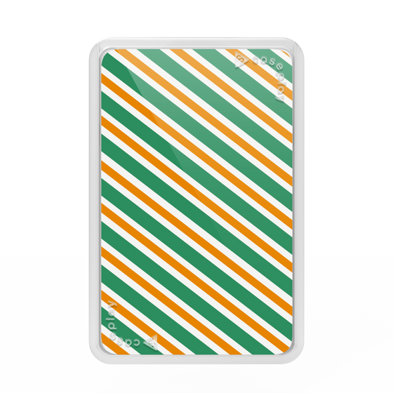プレミアムカードウォレット［ Small Stripe - Green × Orange ］
