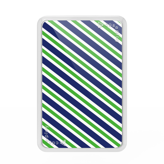 プレミアムカードウォレット［ Small Stripe - Navy × Green ］