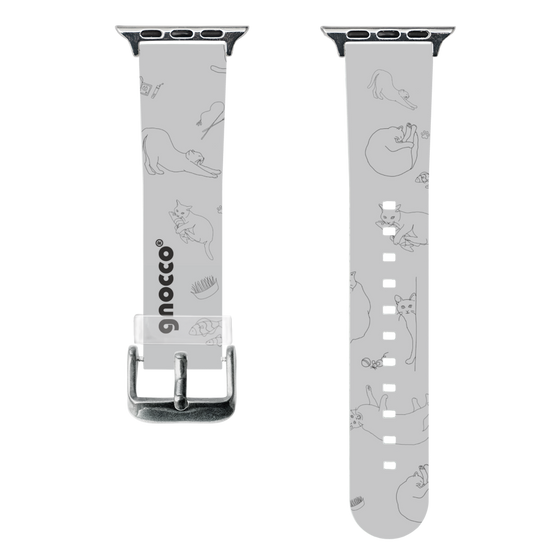 スマートウォッチクリアバンド［ gnocco - CatLover - グレー ］