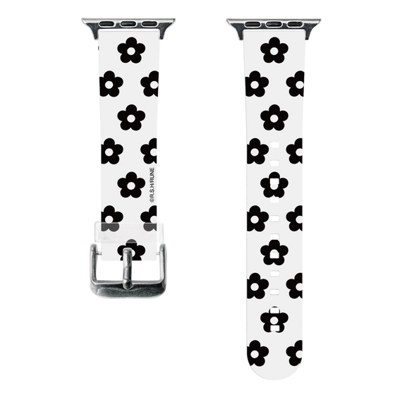 スマートウォッチクリアバンド［ 内藤ルネ - RUNE Flower - Black ］