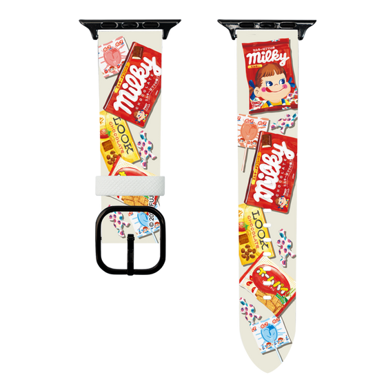 スマートウォッチレザーバンド［ ペコちゃん - お菓子パッケージ ］