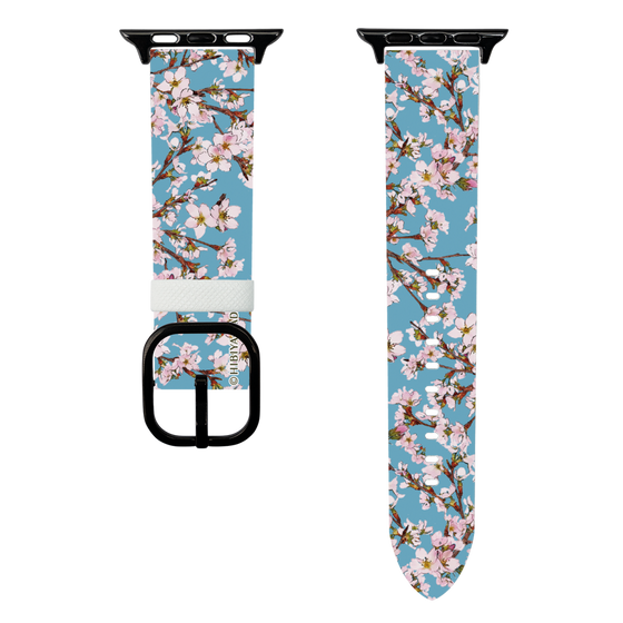 スマートウォッチレザーバンド［ 日比谷花壇 - サクラ - ライトブルー ］
