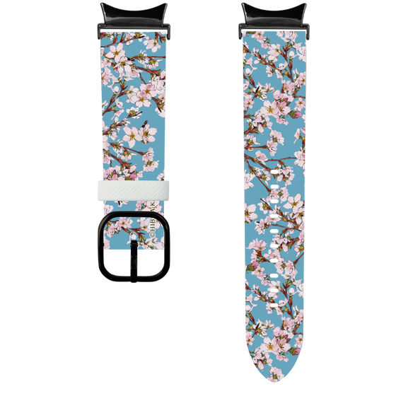 スマートウォッチレザーバンド［ 日比谷花壇 - サクラ - ライトブルー ］