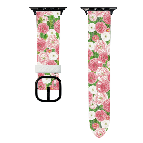 スマートウォッチレザーバンド［ 日比谷花壇 - ラナンキュラス&デイジー ］