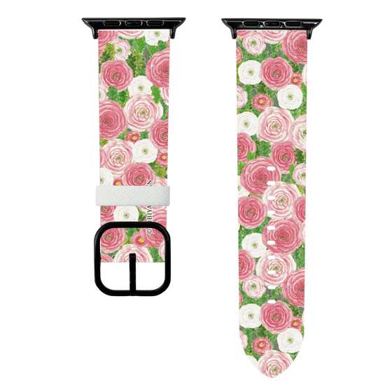 スマートウォッチレザーバンド［ 日比谷花壇 - ラナンキュラス&デイジー ］