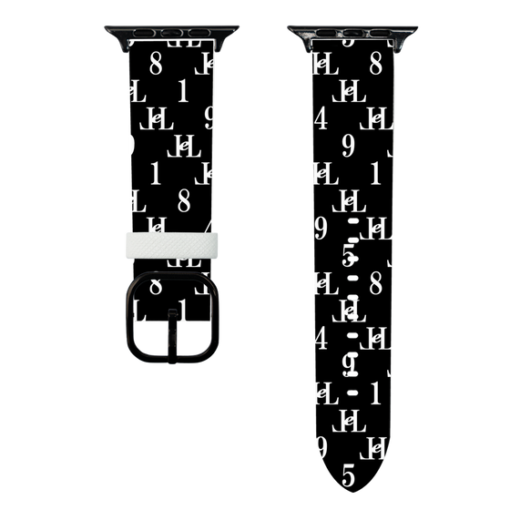 スマートウォッチレザーバンド［ Chell classy - Monogram - Black ］