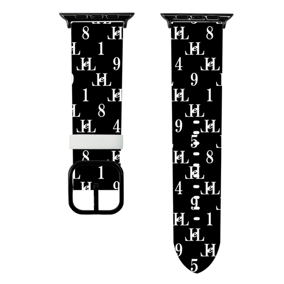 スマートウォッチレザーバンド［ Chell classy - Monogram - Black ］