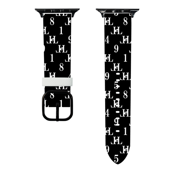 スマートウォッチレザーバンド［ Chell classy - Monogram - Black ］