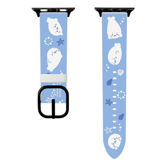 スマートウォッチレザーバンド［ しろたん - 泳ぎ柄 ］