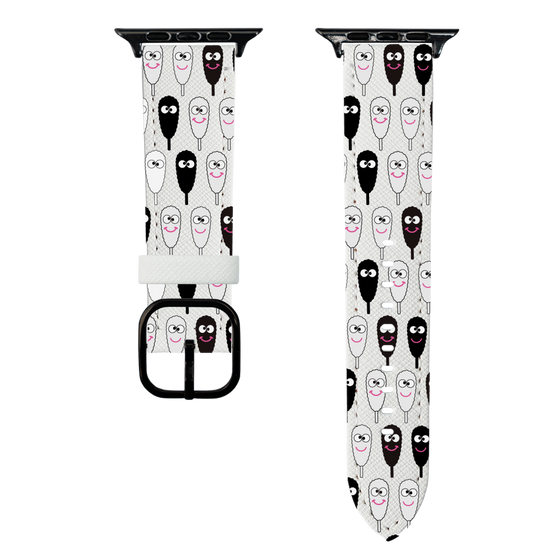 スマートウォッチレザーバンド［ クシニョロ - クシニョロ - モノクロ ］