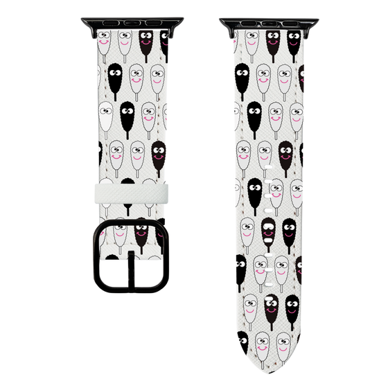 スマートウォッチレザーバンド［ クシニョロ - クシニョロ - モノクロ ］