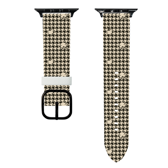 スマートウォッチレザーバンド［ ぼのぼの - ぼのぼの千鳥格子柄 - ブラック ］