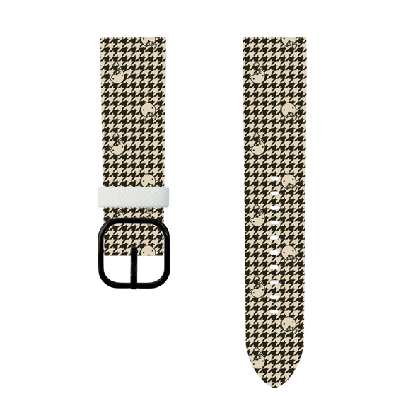 スマートウォッチレザーバンド［ ぼのぼの - ぼのぼの千鳥格子柄 - ブラック ］