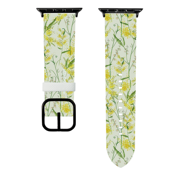 スマートウォッチレザーバンド［ 日比谷花壇 - DelicateGeometry - ライトグリーン ］