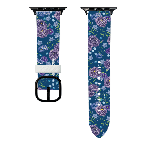 スマートウォッチレザーバンド［ 日比谷花壇 - FloralSymphony - ネイビー ］