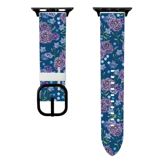 スマートウォッチレザーバンド［ 日比谷花壇 - FloralSymphony - ネイビー ］