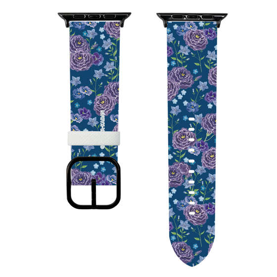 スマートウォッチレザーバンド［ 日比谷花壇 - FloralSymphony - ネイビー ］