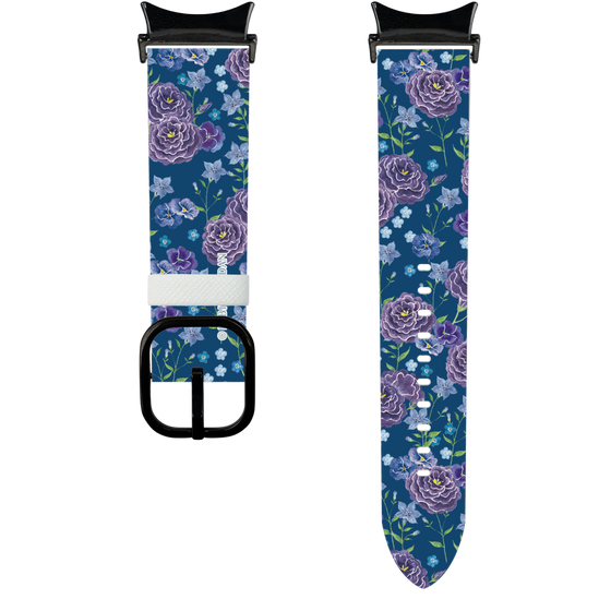 スマートウォッチレザーバンド［ 日比谷花壇 - FloralSymphony - ネイビー ］