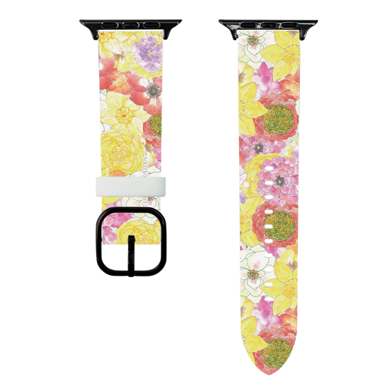 スマートウォッチレザーバンド［ 日比谷花壇 - HarmonyinBloom - イエロー ］