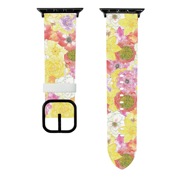 スマートウォッチレザーバンド［ 日比谷花壇 - HarmonyinBloom - イエロー ］