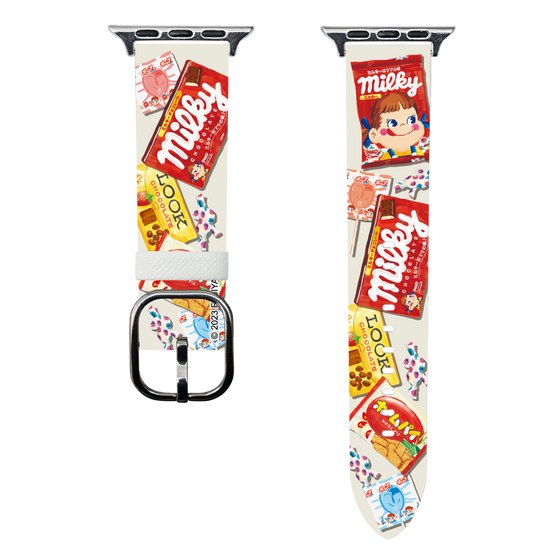 スマートウォッチレザーバンド［ ペコちゃん - お菓子パッケージ ］