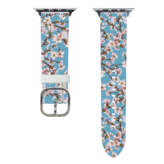 スマートウォッチレザーバンド［ 日比谷花壇 - サクラ - ライトブルー ］