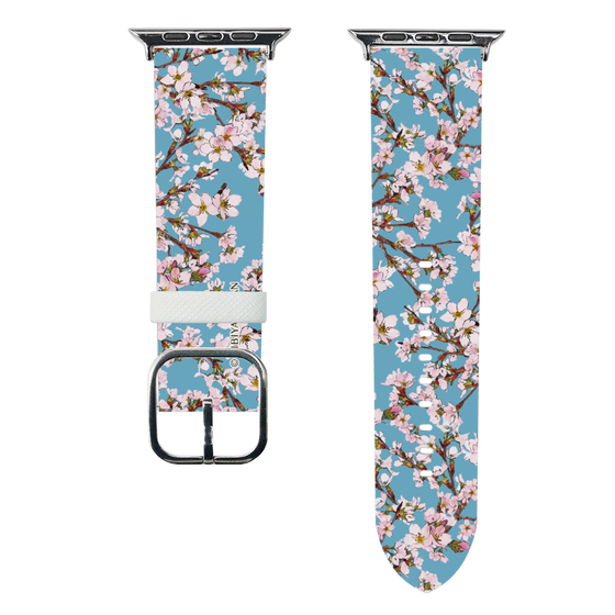 スマートウォッチレザーバンド［ 日比谷花壇 - サクラ - ライトブルー ］