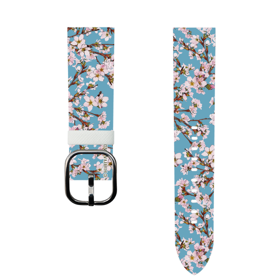 スマートウォッチレザーバンド［ 日比谷花壇 - サクラ - ライトブルー ］