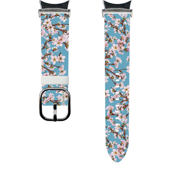 スマートウォッチレザーバンド［ 日比谷花壇 - サクラ - ライトブルー ］