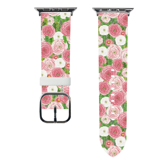 スマートウォッチレザーバンド［ 日比谷花壇 - ラナンキュラス&デイジー ］