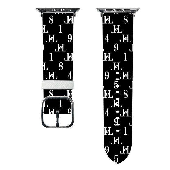 スマートウォッチレザーバンド［ Chell classy - Monogram - Black ］