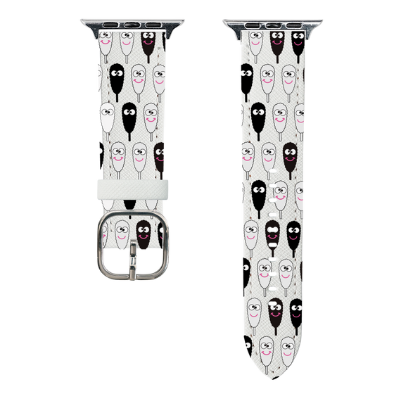 スマートウォッチレザーバンド［ クシニョロ - クシニョロ - モノクロ ］