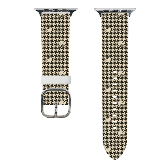 スマートウォッチレザーバンド［ ぼのぼの - ぼのぼの千鳥格子柄 - ブラック ］