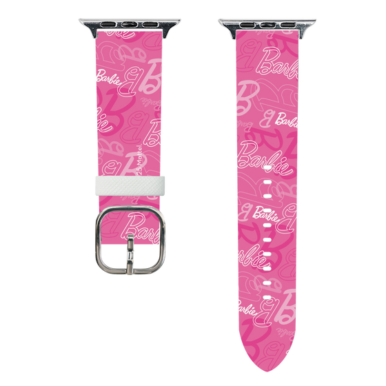 スマートウォッチレザーバンド［ Barbie - ロゴパターン1 ］