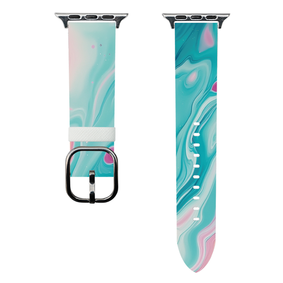スマートウォッチレザーバンド［ Color Rain - オリジナル - Serene Wave ］