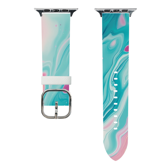 スマートウォッチレザーバンド［ Color Rain - オリジナル - Serene Wave ］