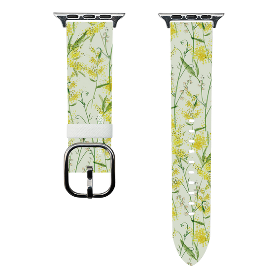 スマートウォッチレザーバンド［ 日比谷花壇 - DelicateGeometry - ライトグリーン ］