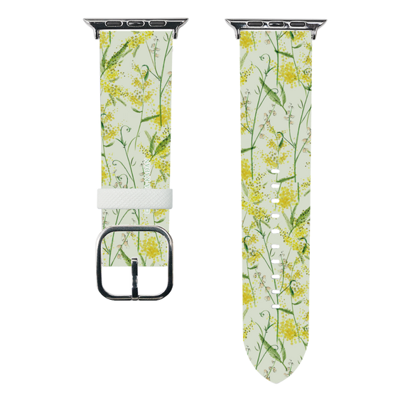 スマートウォッチレザーバンド［ 日比谷花壇 - DelicateGeometry - ライトグリーン ］