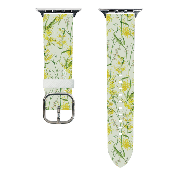 スマートウォッチレザーバンド［ 日比谷花壇 - DelicateGeometry - ライトグリーン ］